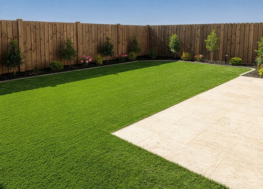 Artificial grass lawn in a Waxhaw, NC backyard